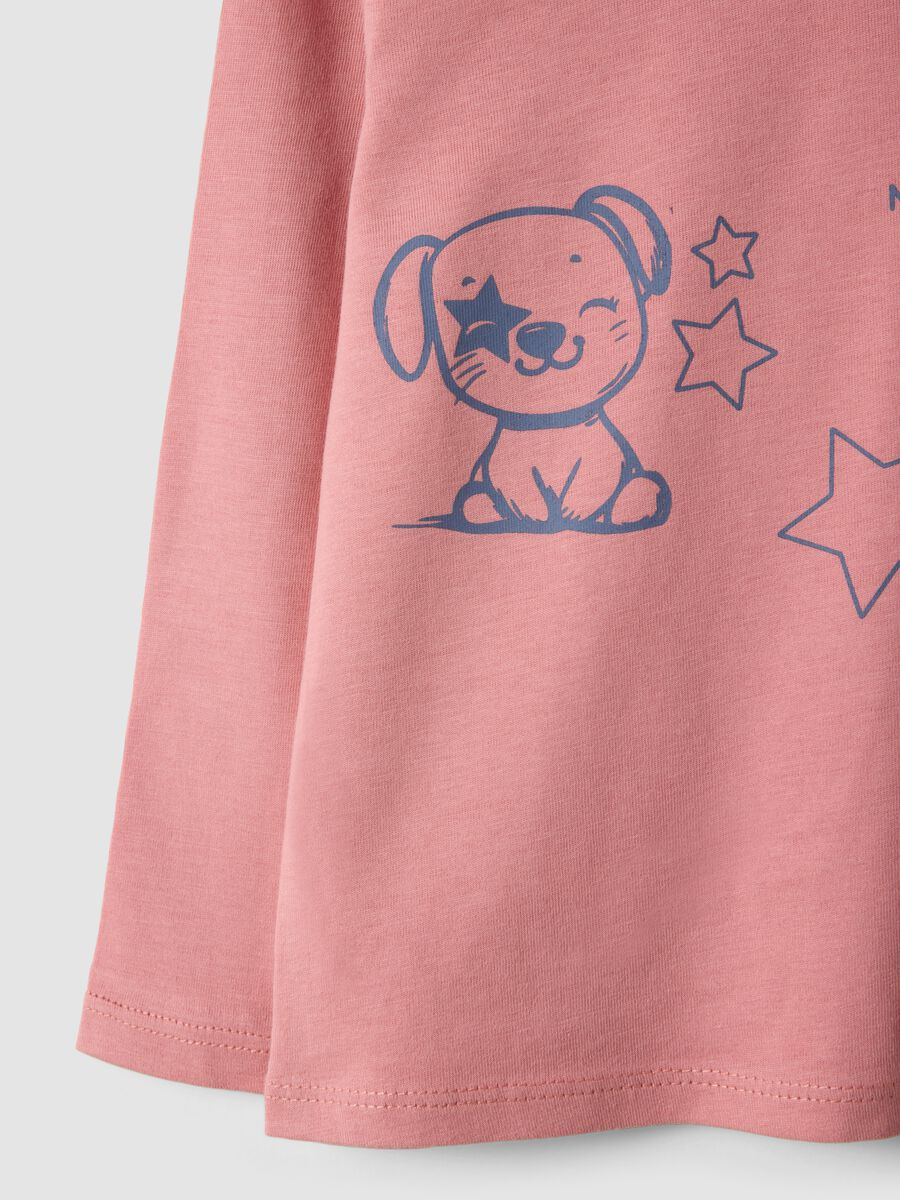Maglietta rosa in puro cotone organico con stampa animaletti per bimba_3