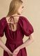 Red pure cotton midi dress with belt_3