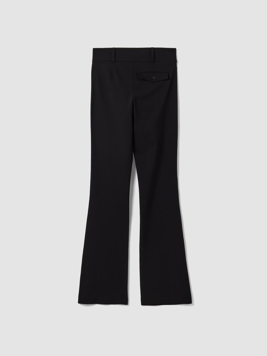 Black flared trousers in stretch viscose_6