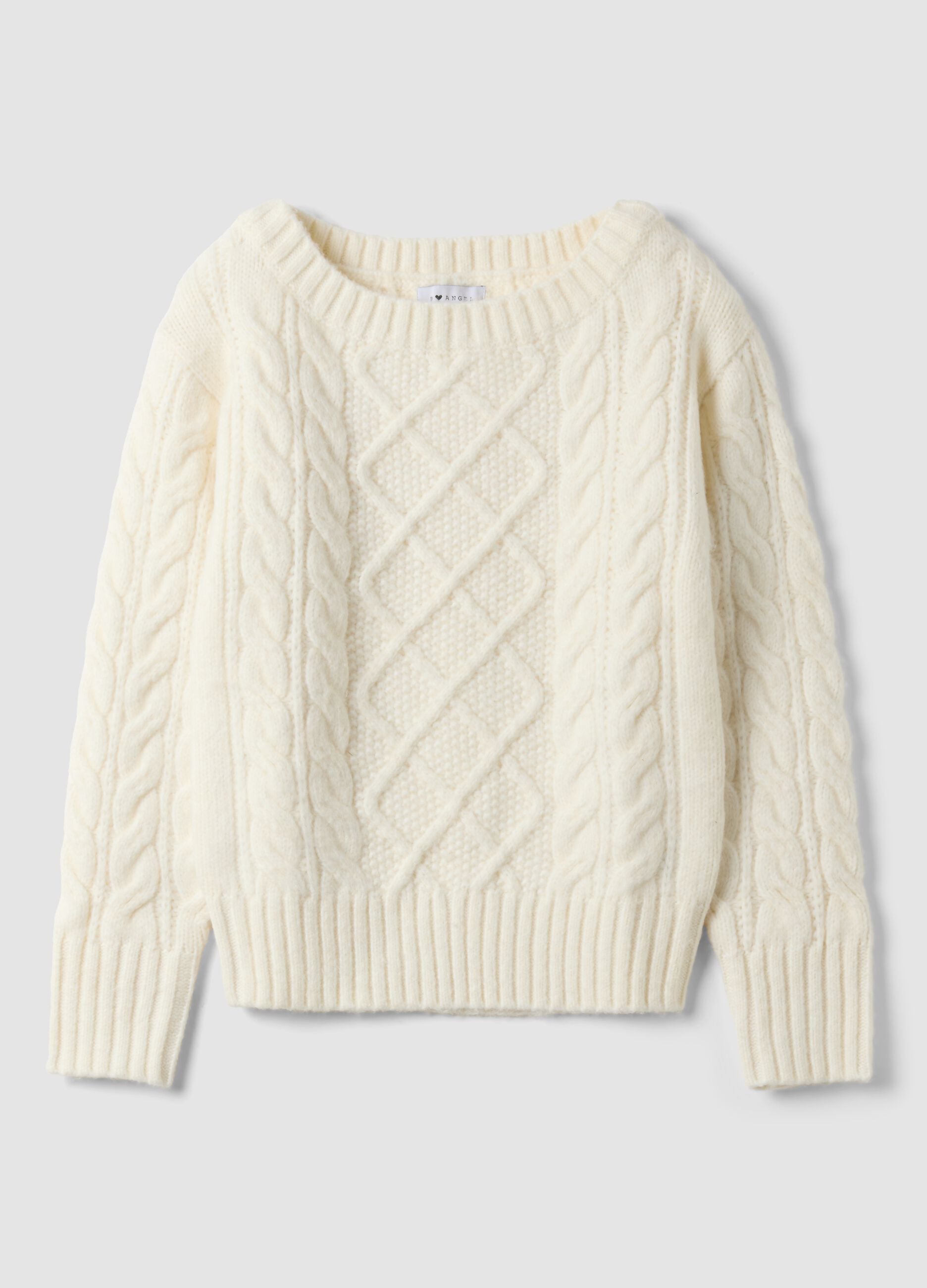 White wool-blend boat-neck jumper, regular fit