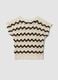 Beiges T-Shirt aus elastischer Baumwolle mit Lochstrickmuster_4