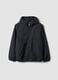Black oversized rain jacket with hood and zip for boys_4