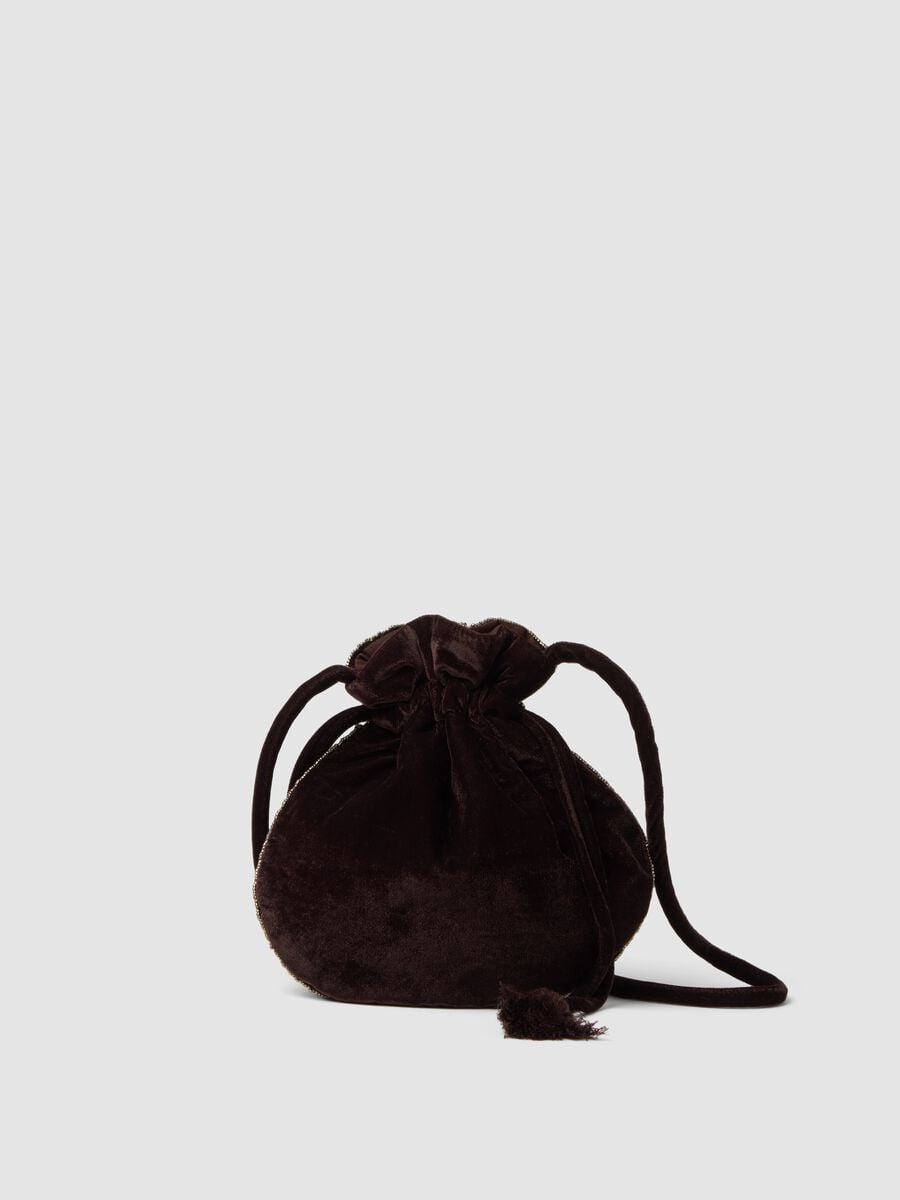 Dark brown bucket bag with beaded embroidery_1