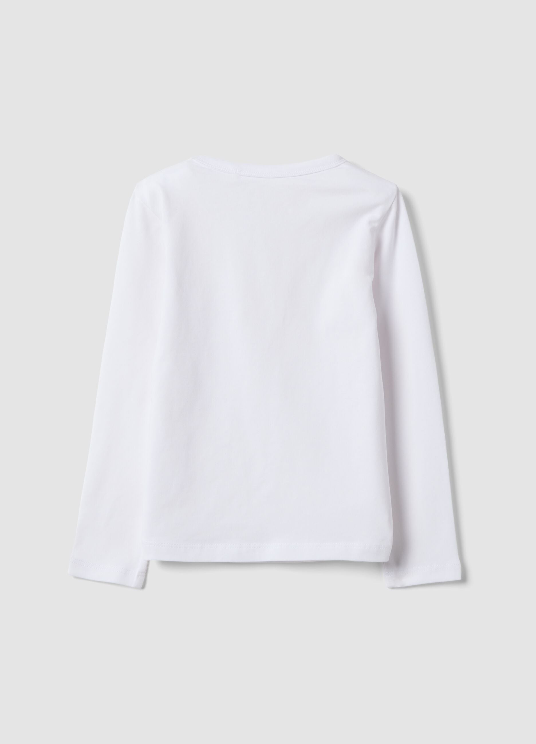 Wei&szlig;es Langarm-T-Shirt aus Stretch-Baumwolle