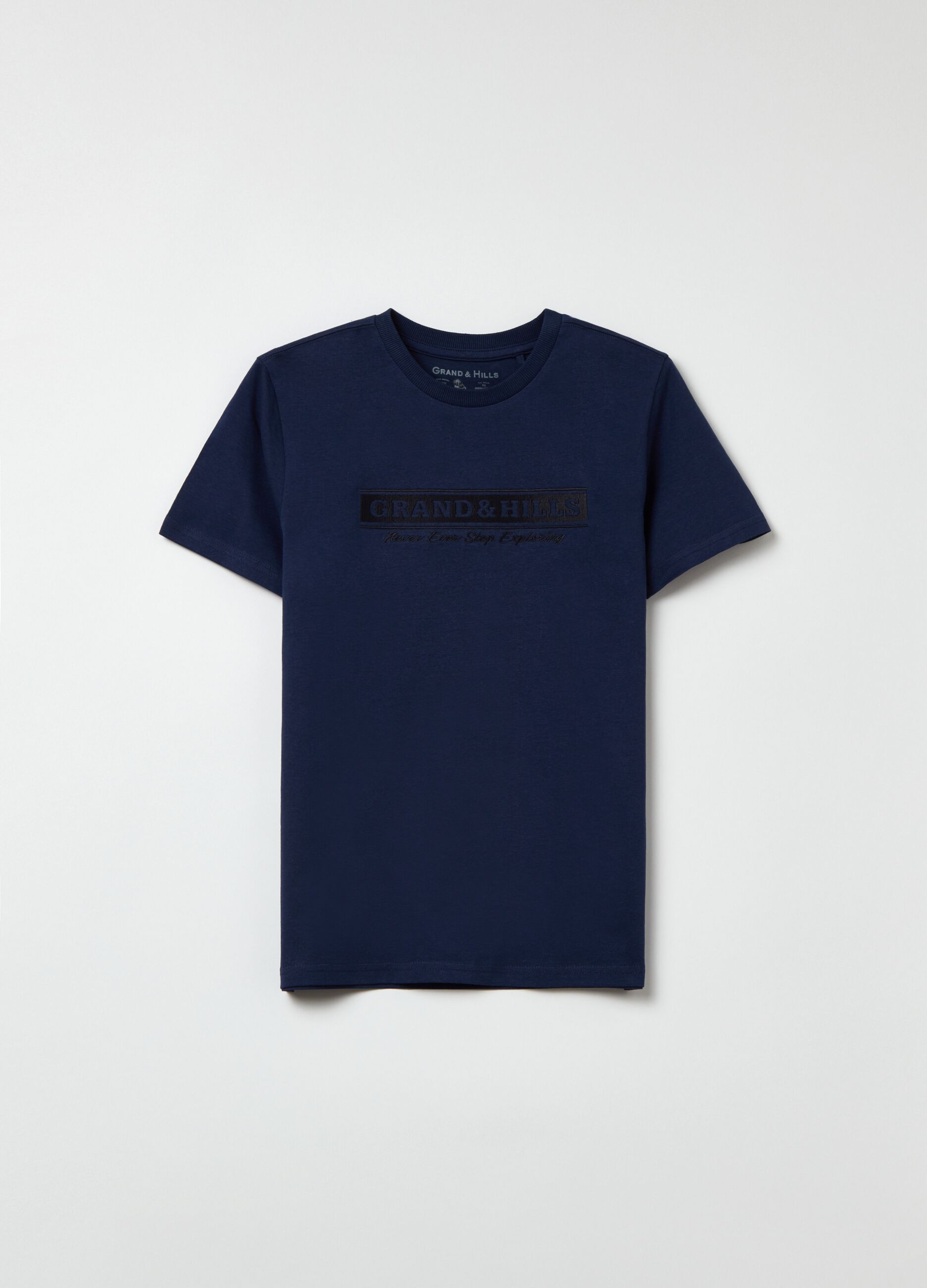 T-shirt in cotone con ricamo lettering