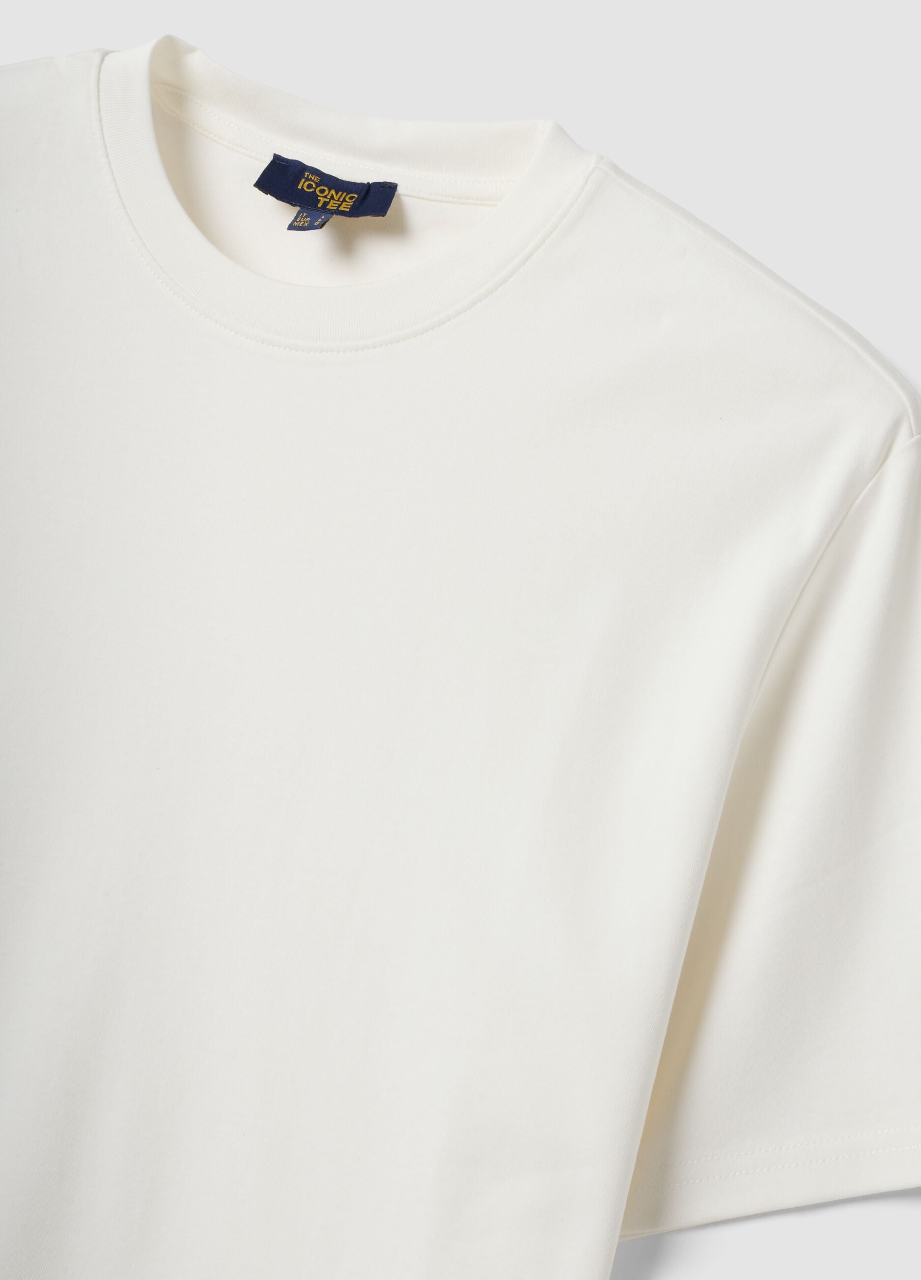 White pure cotton relaxed-fit short-sleeve T-shirt