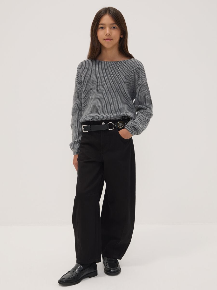 Black pure cotton baggy-fit trousers_1