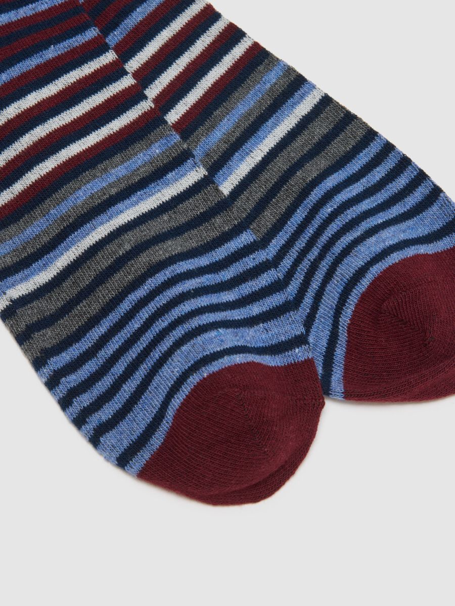 Tripack short cotton blend socks with multicolour stripes regular fit_1