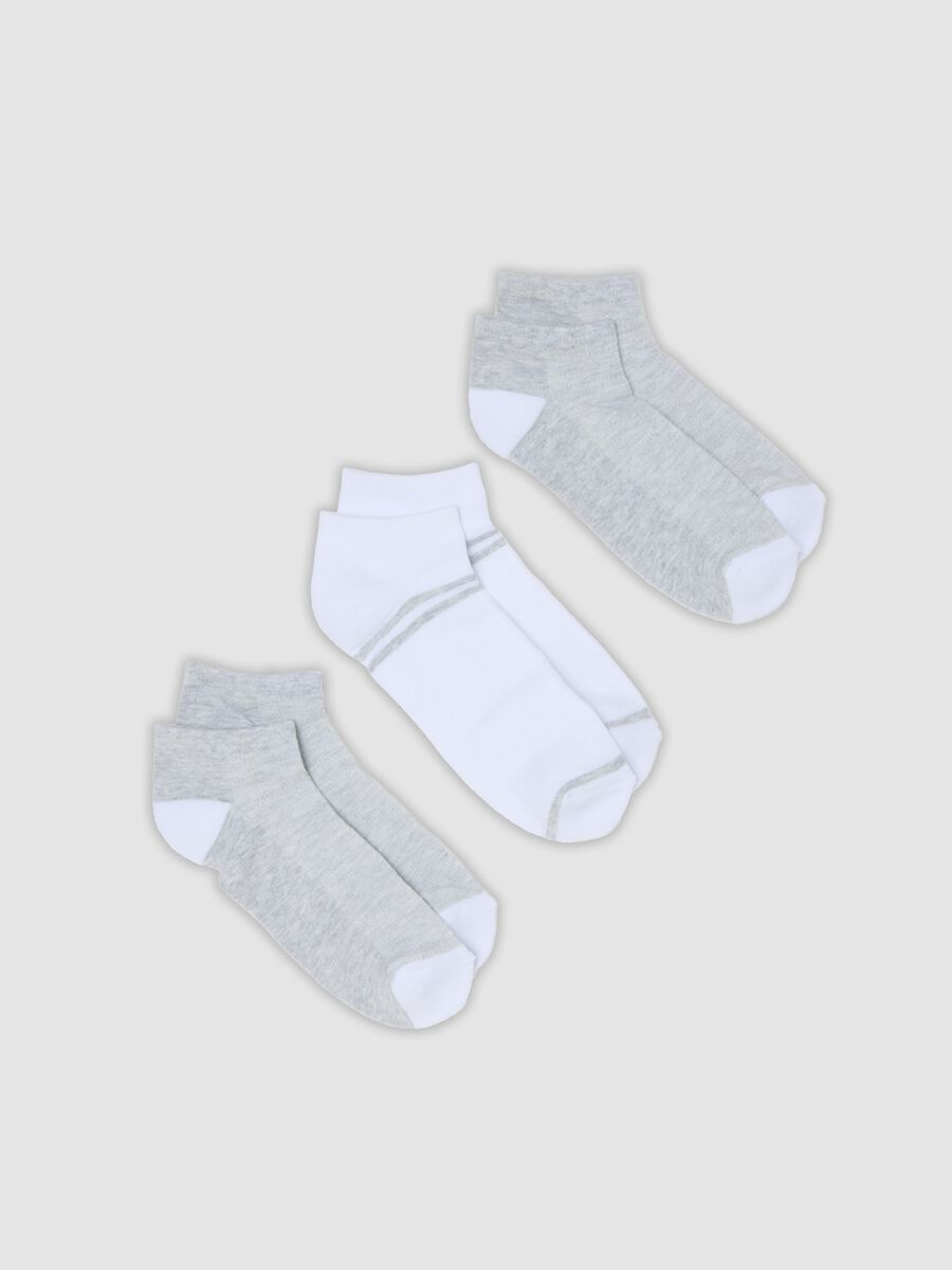 3-pack of white and grey ankle sports socks in stretch organic cotton_0