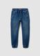 Blue stretch cotton jogger jeans with drawstring for boys_0