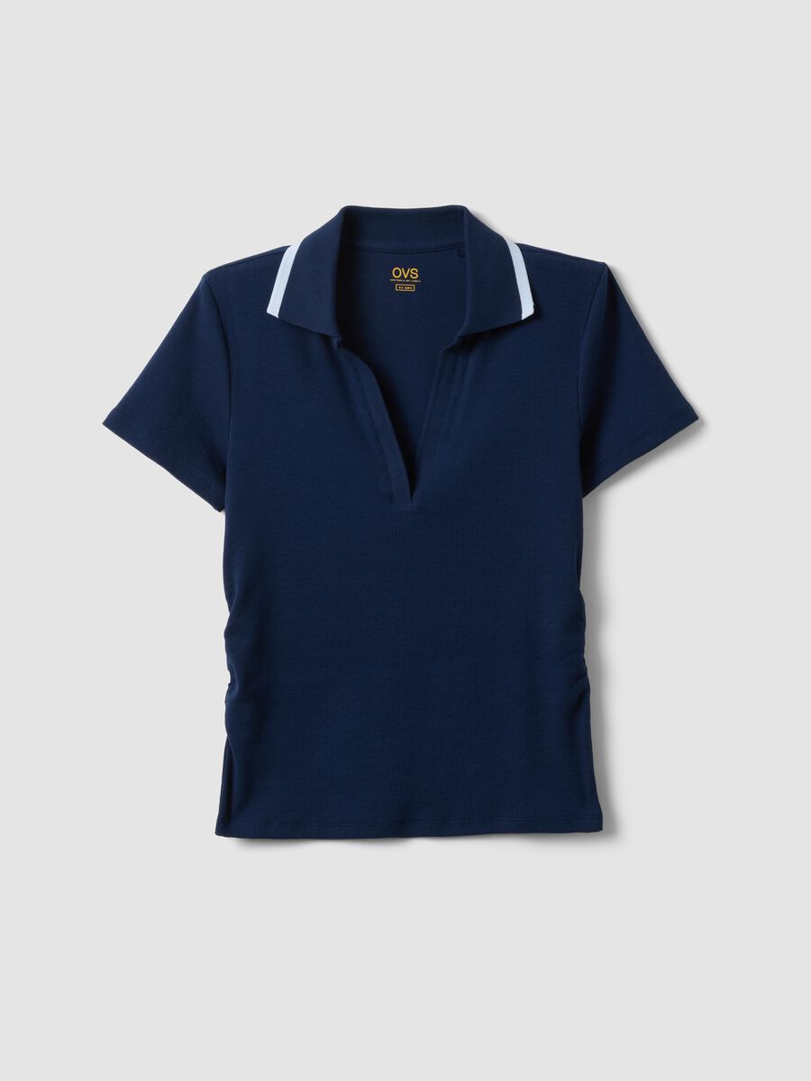 Plava polo majica kratkih rukava od rastezljivog pamuka, regular kroj_4