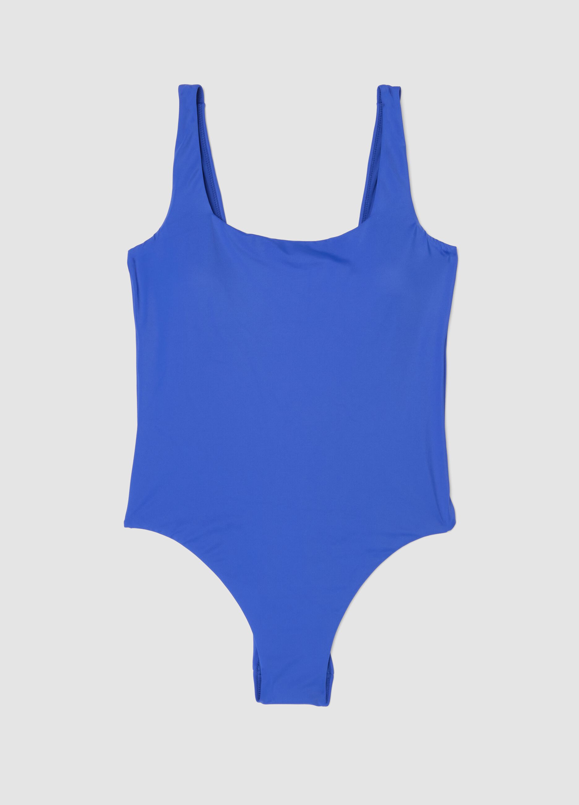 Blue stretch fabric swimsuit