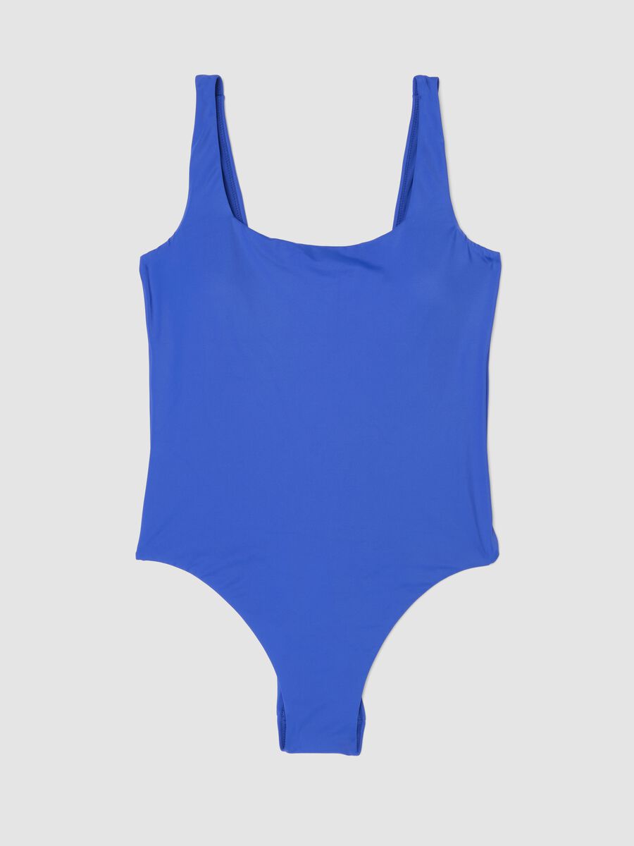 Maillot de bain une pi&egrave;ce bleu en tissu stretch_0