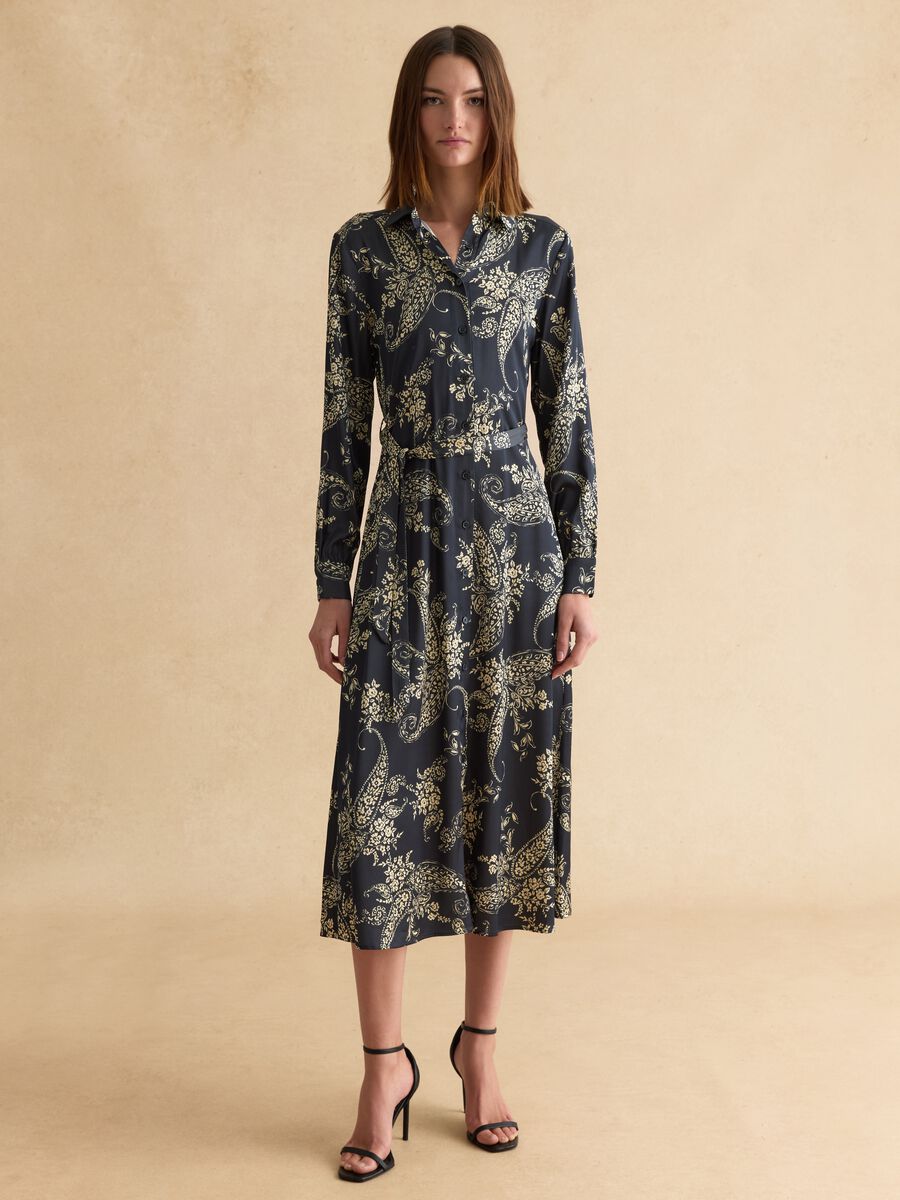 Multicolour viscose blend shirt dress regular fit with floral pattern_0