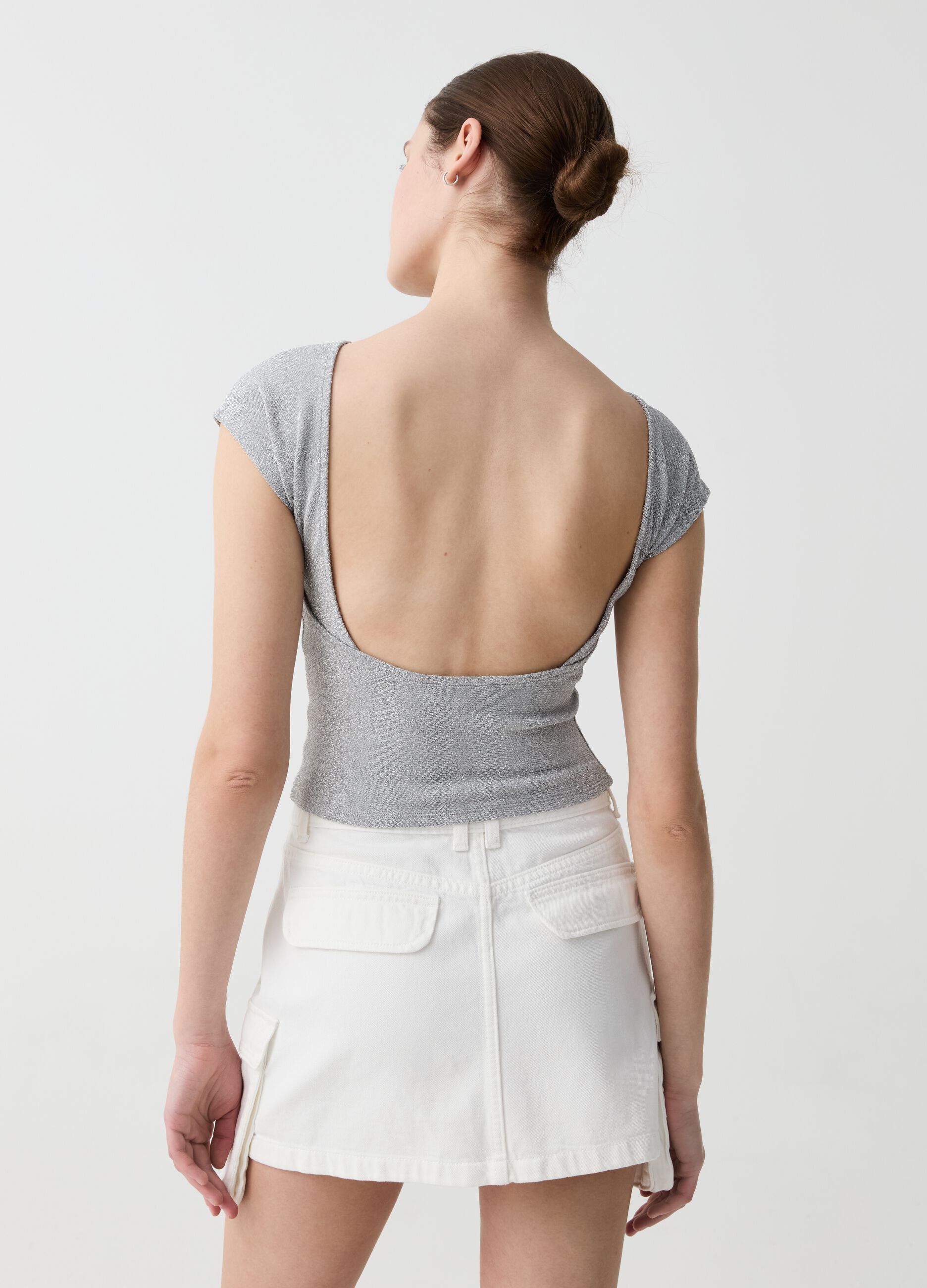 Lurex T-shirt with open back