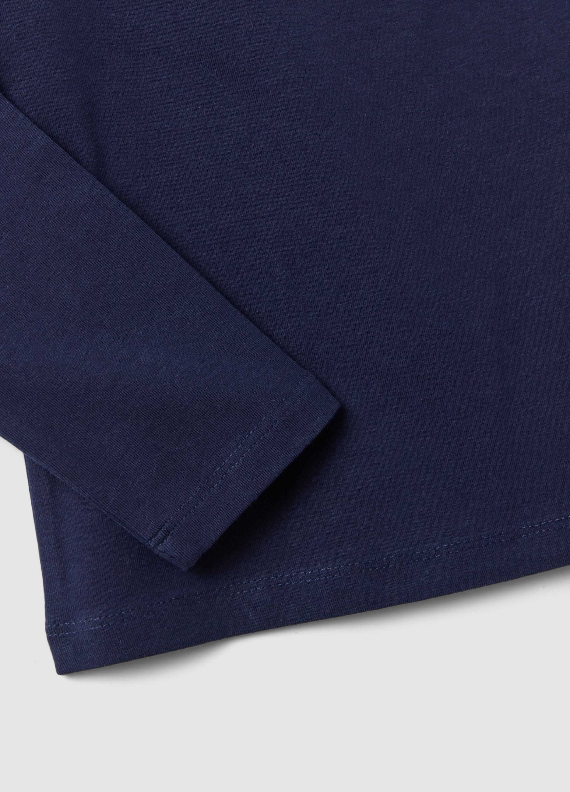 Blaues Langarm-T-Shirt aus Stretch-Baumwolle