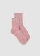 Mauve-purple ribbed stretch cotton socks_0