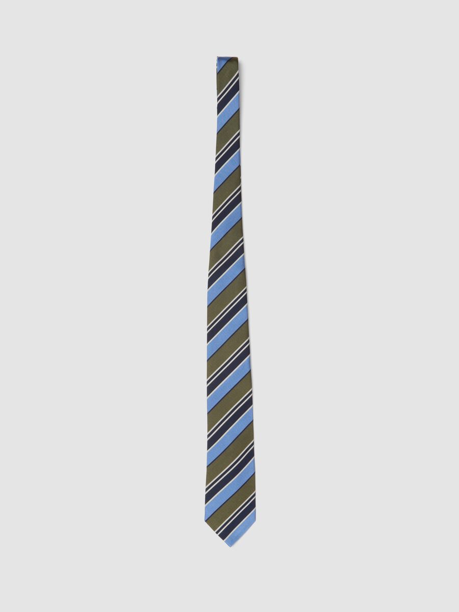 Multicolour pure silk striped tie_0