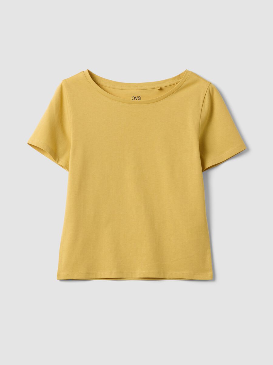 Camiseta amarilla de algod&oacute;n puro de manga corta_4