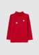 Camiseta de meninas em puro algod&atilde;o vermelho regular fit com gola alta_0