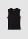 Black pure cotton tank top with V-neck regular fit_4