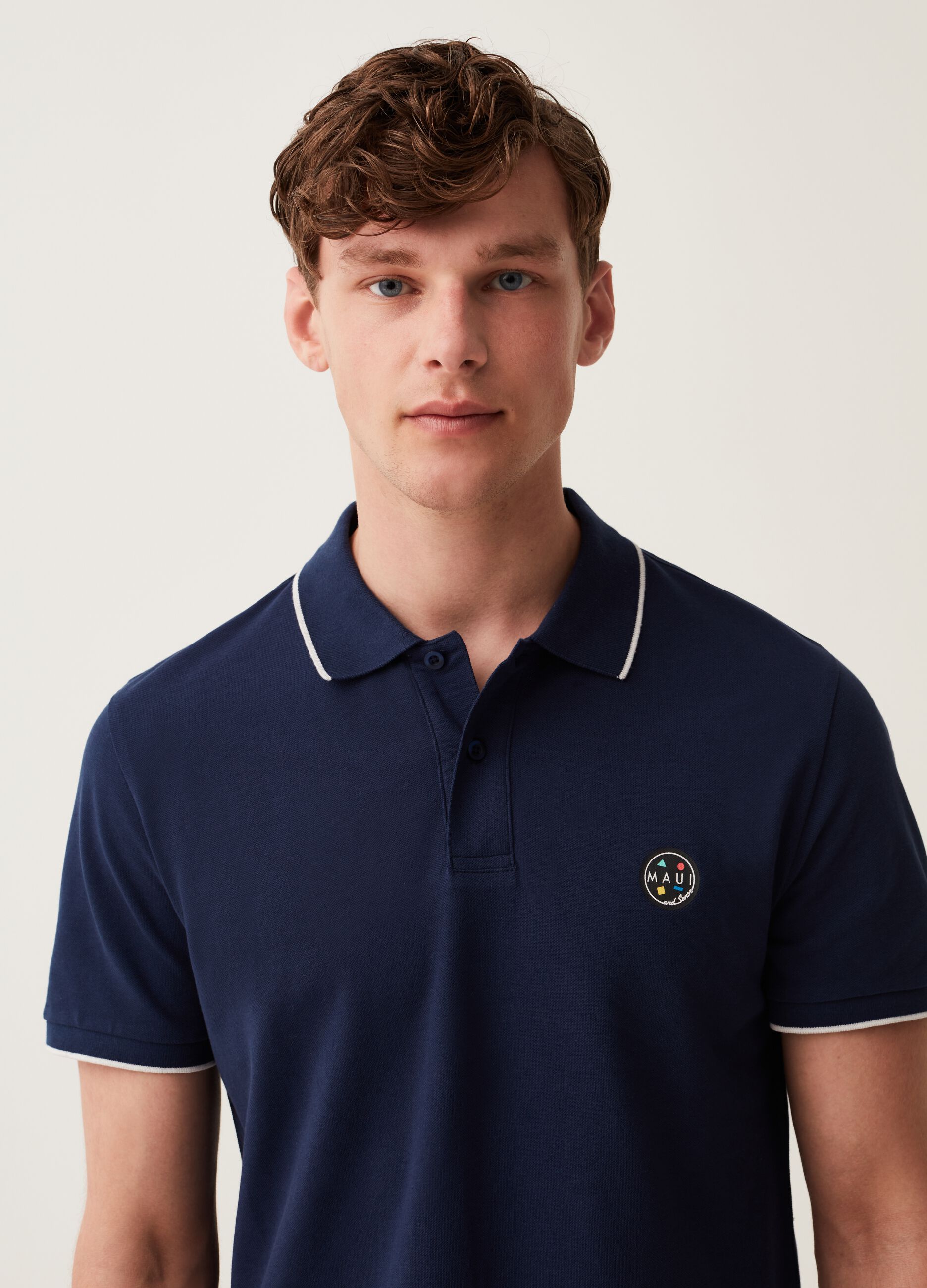 Piquet polo shirt with Maui and Sons print