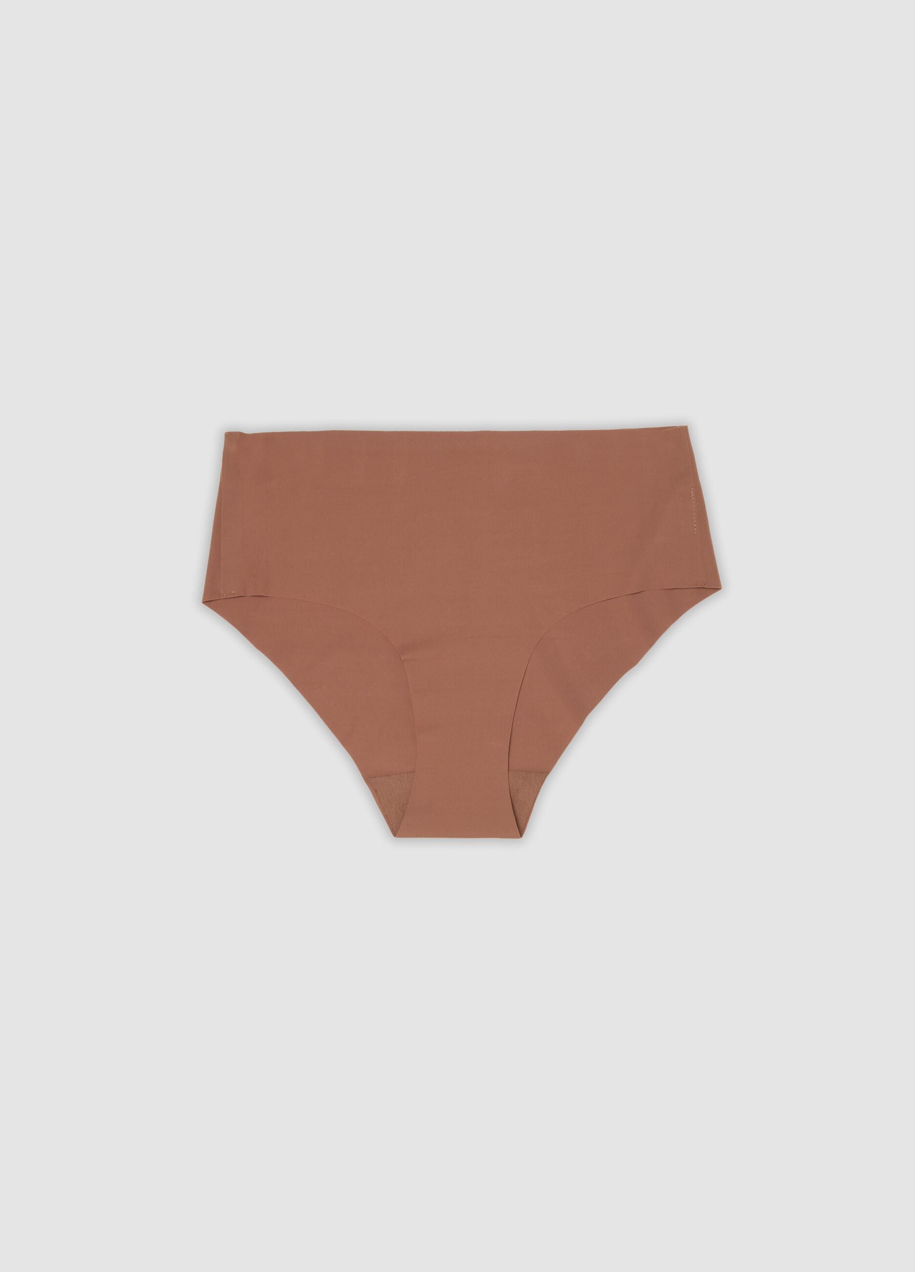 Brown regular-waist stretch microfibre hipster briefs