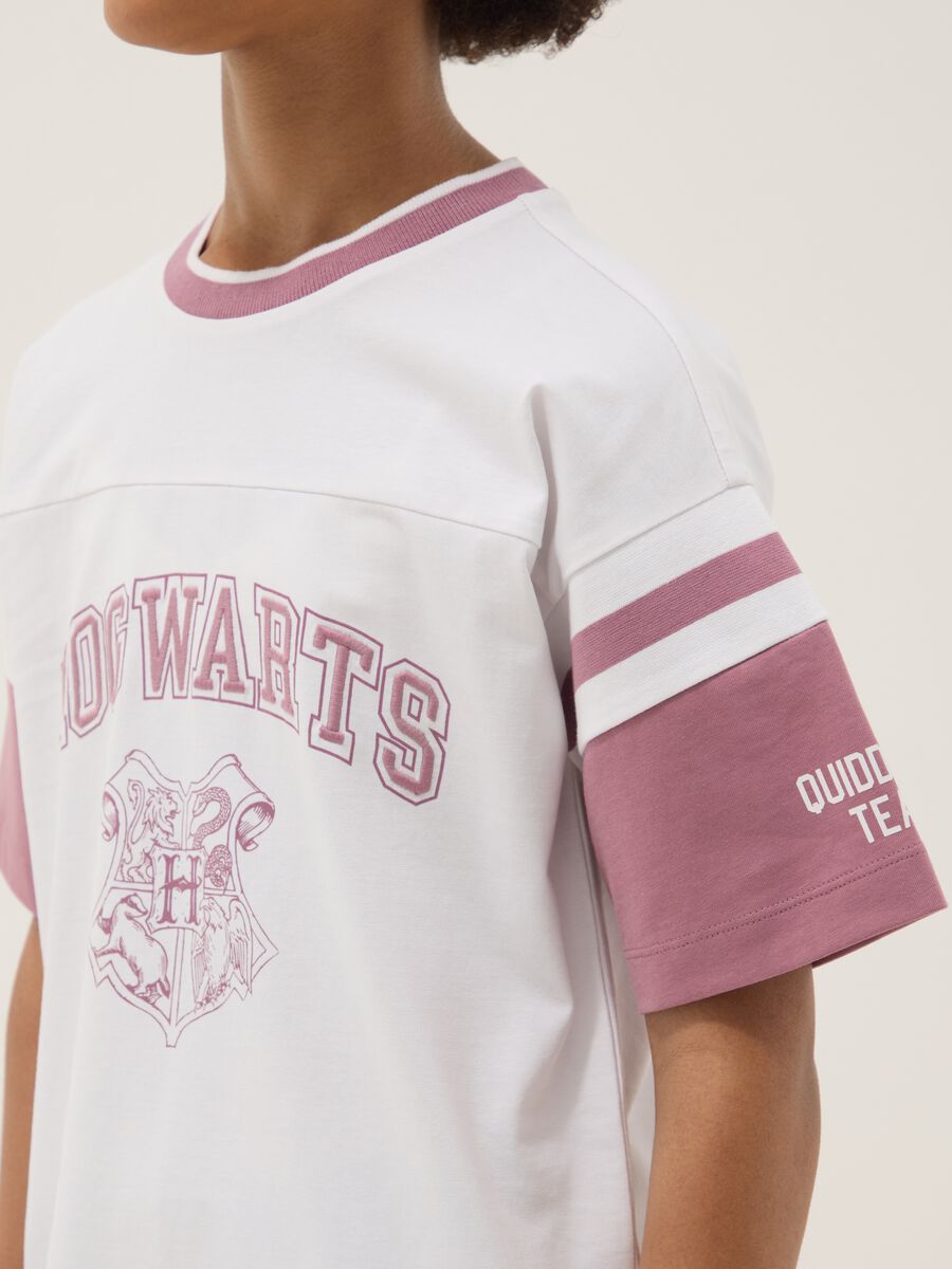 White pure cotton T-shirt with print and short sleeves_2