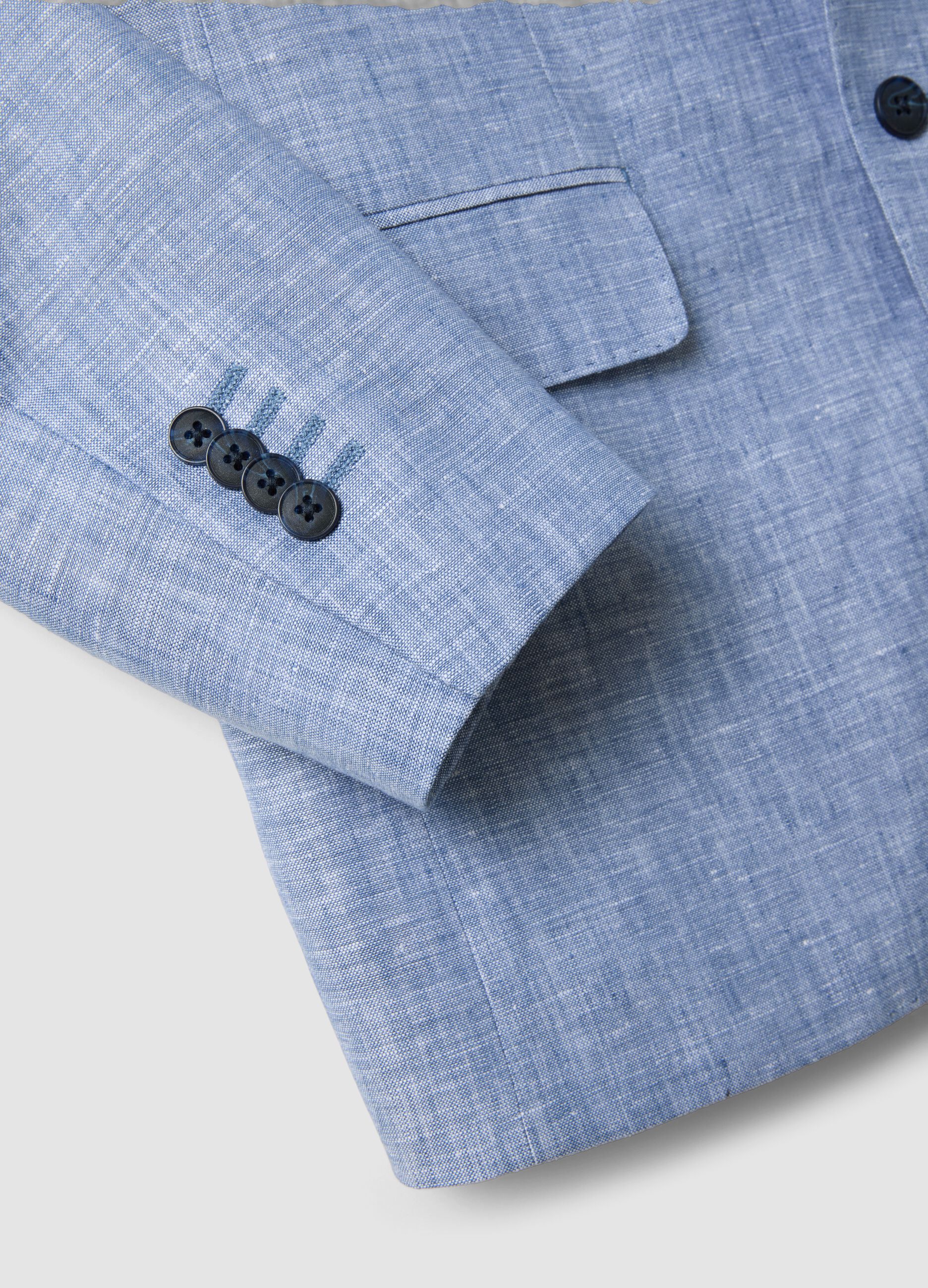 Blazer azzurro in puro lino slim fit