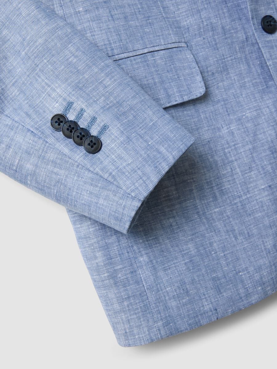 Sky-blue pure linen blazer_5