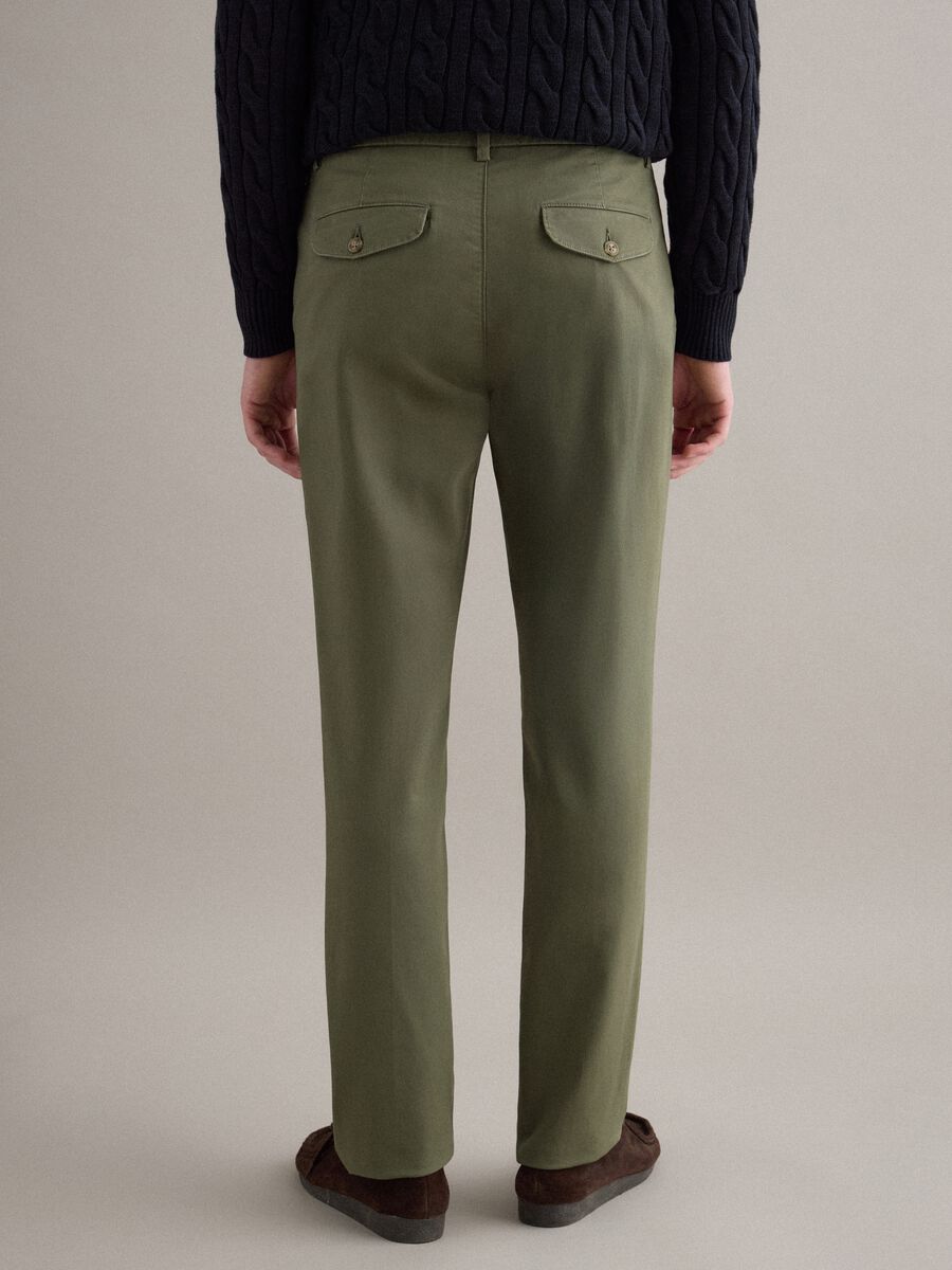 Slim Fit Green Stretch Cotton Chinos_2