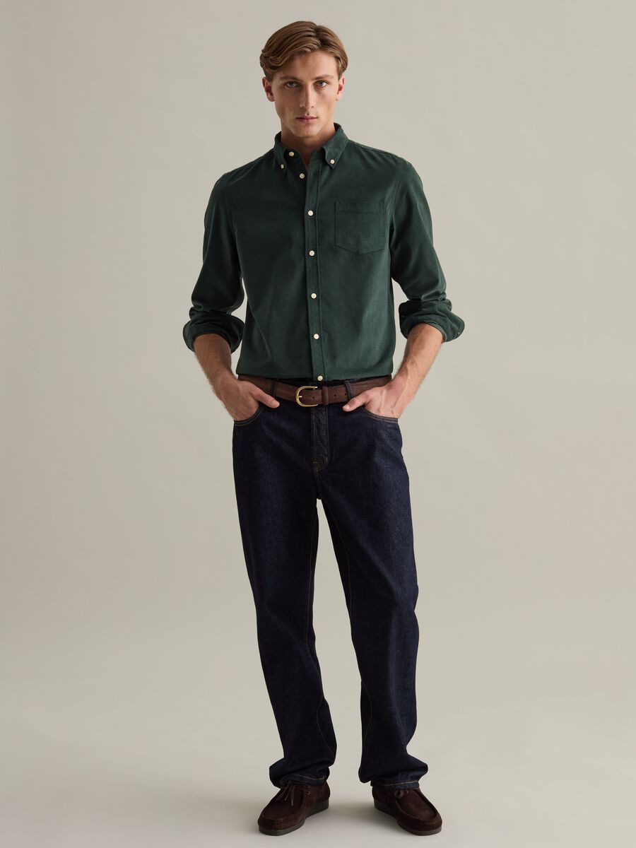 Corduroy shirt with button-down collar_1