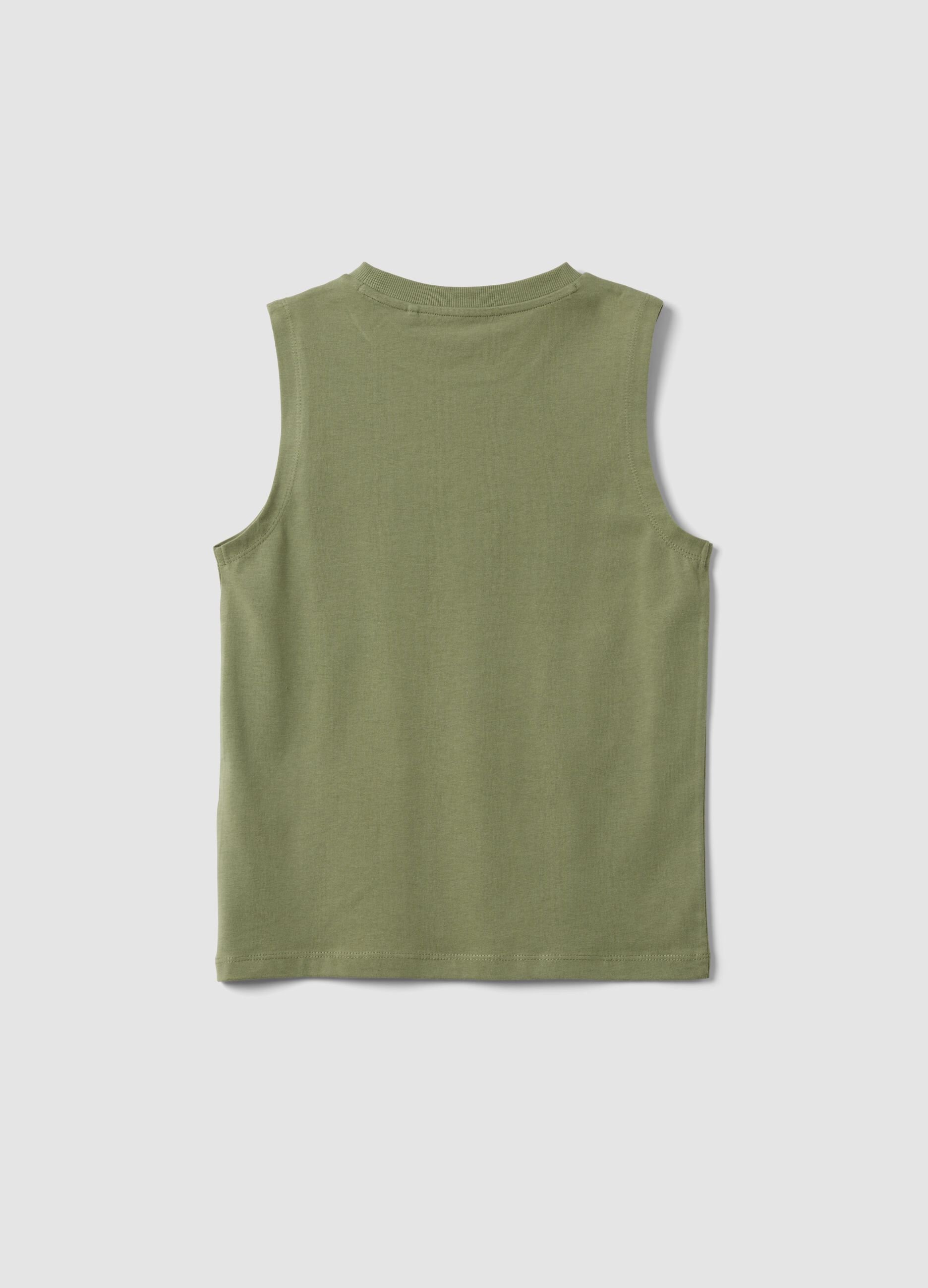 Green pure cotton oversized vest top