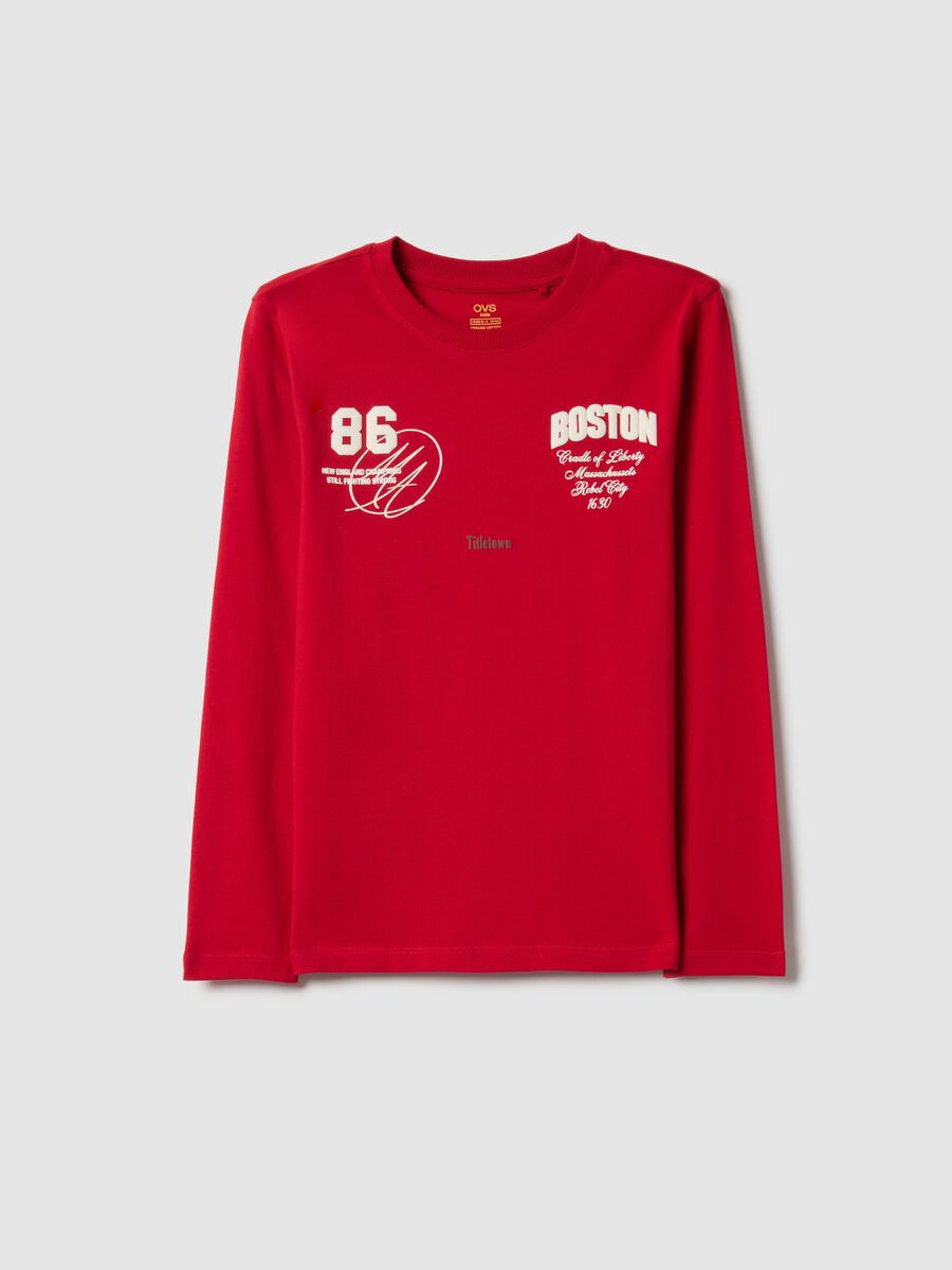 Red cotton regular fit t-shirt for boys_3