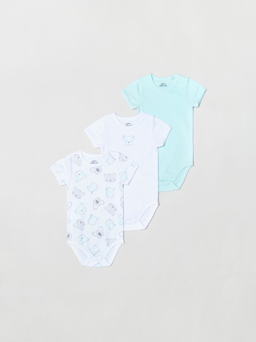 Three-pack cotton bodysuits with print_0
