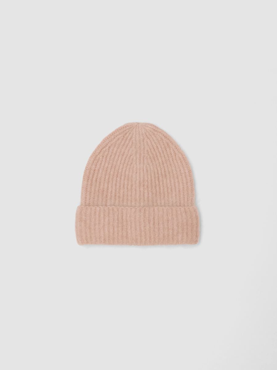 Pink mohair and stretch wool beanie_0