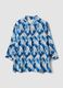 Blue patterned long-sleeve top_0