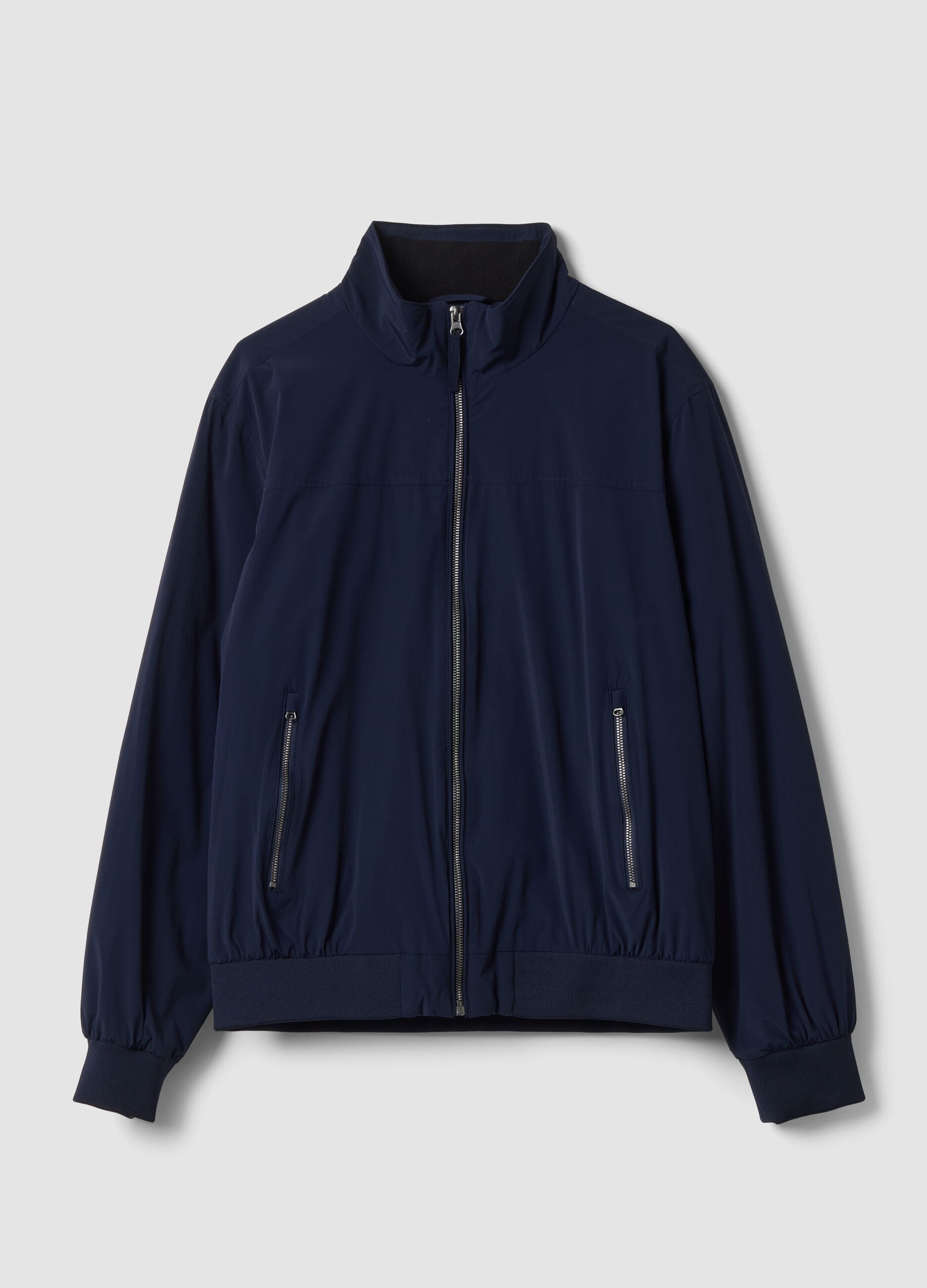 Blue stretch-fabric jacket with zip