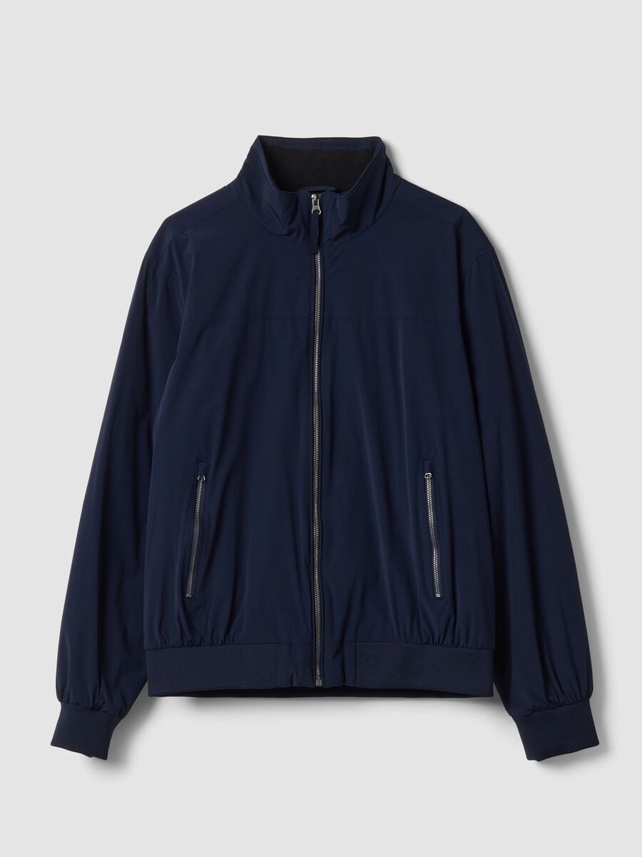Blue stretch-fabric jacket with zip_0