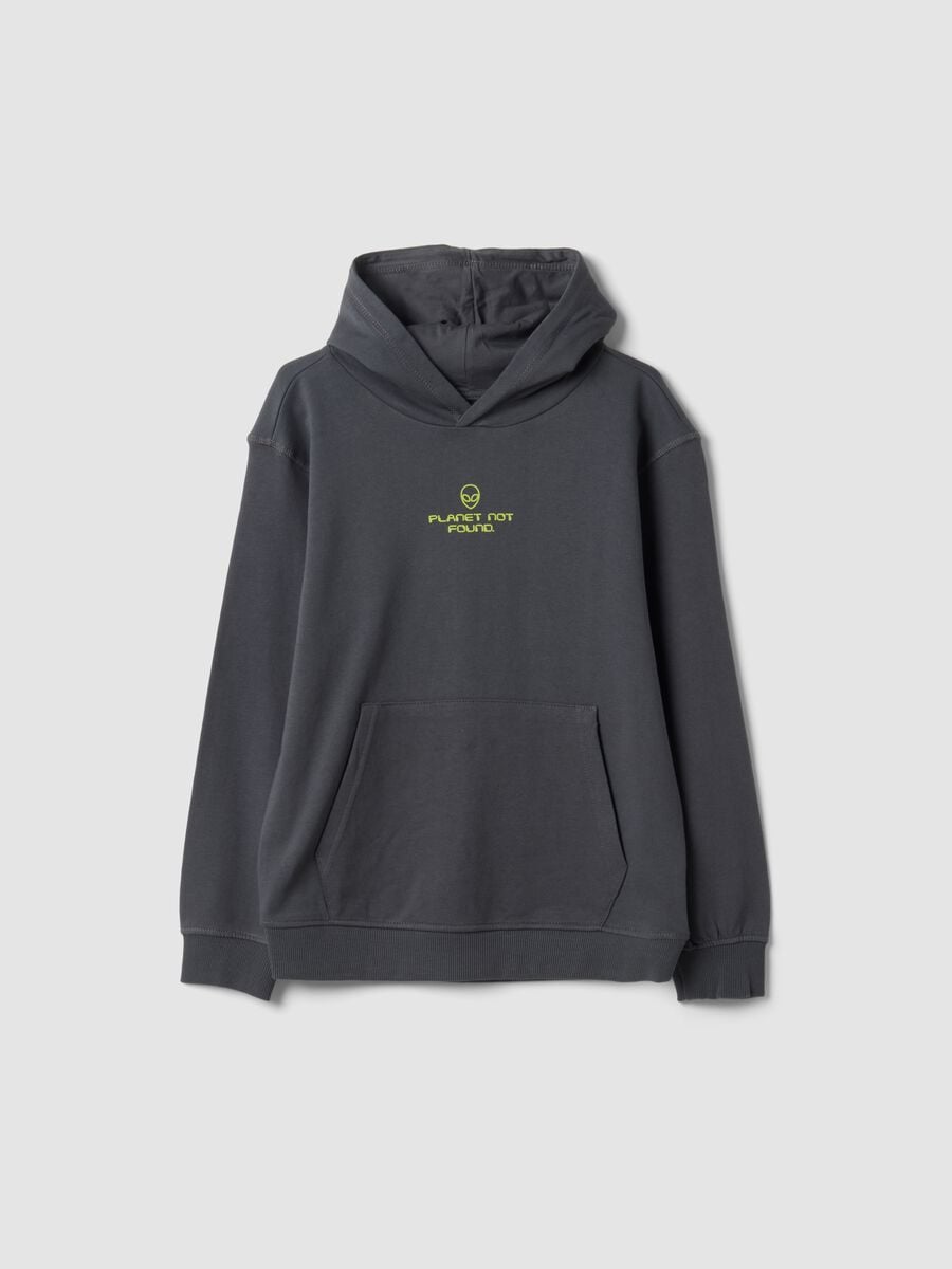 Grey pure cotton hoodie with relaxed-fit print_3