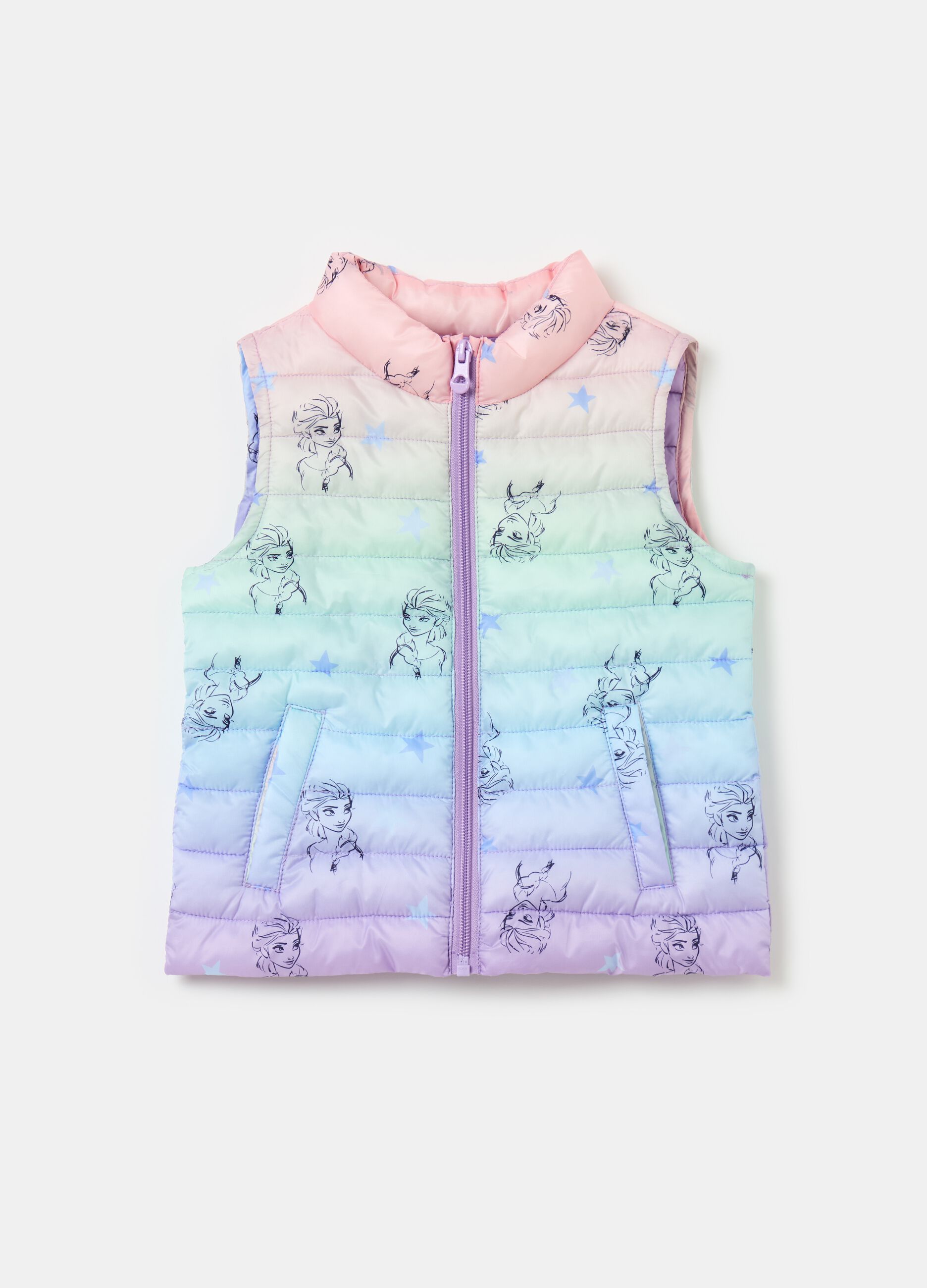 Quilted gilet with Frozen Elsa print