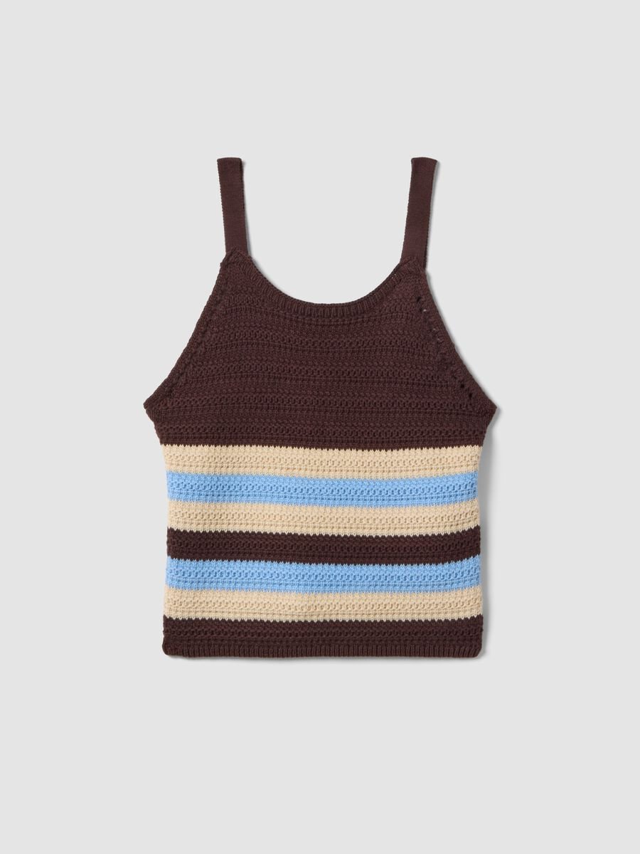Multicolour striped pure cotton fitted knitted top_4