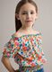 Blusa de menina em algod&atilde;o puro floral multicolorida com corte regular_0