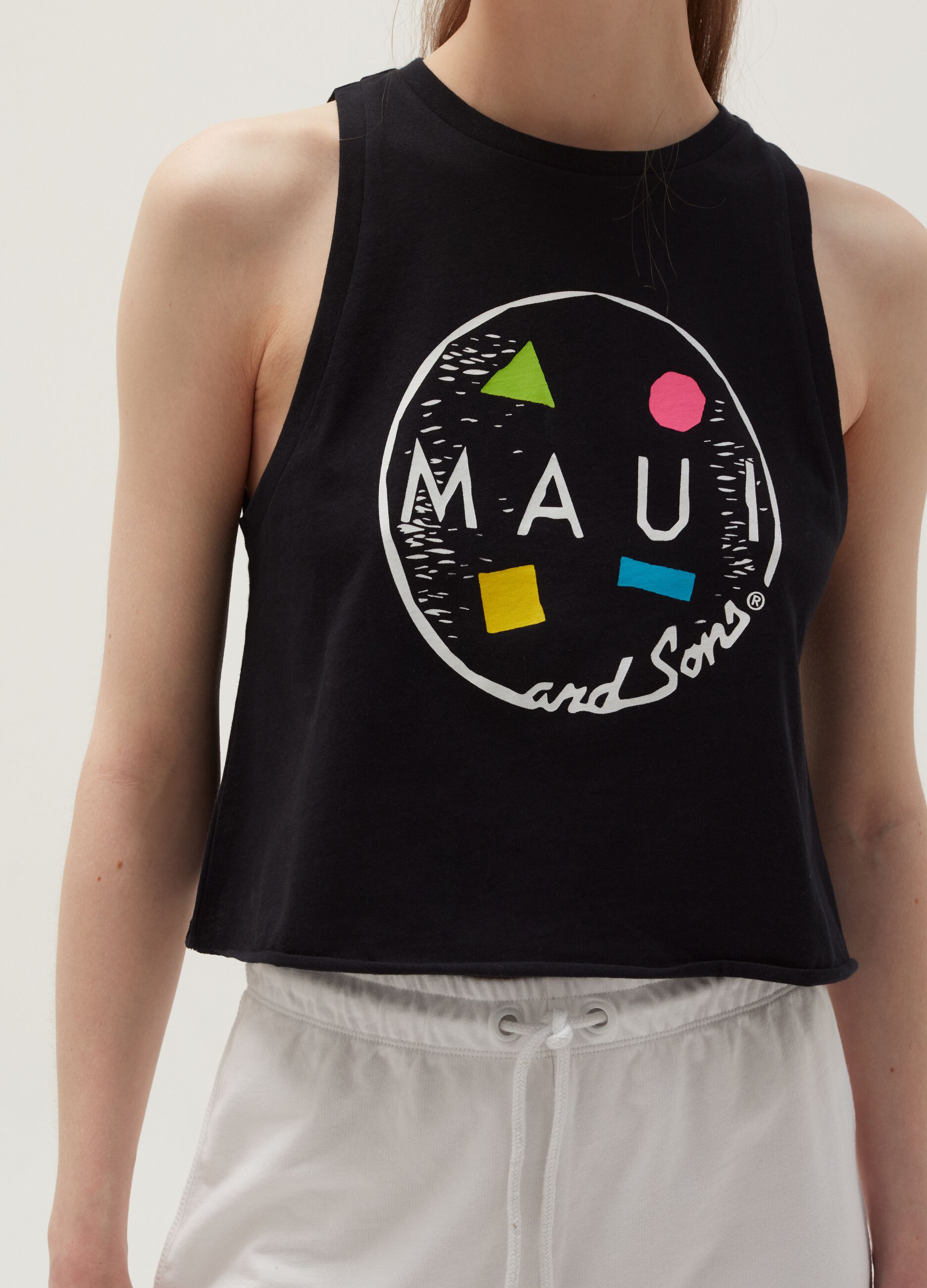Tank top in cotone con stampa Maui and Sons