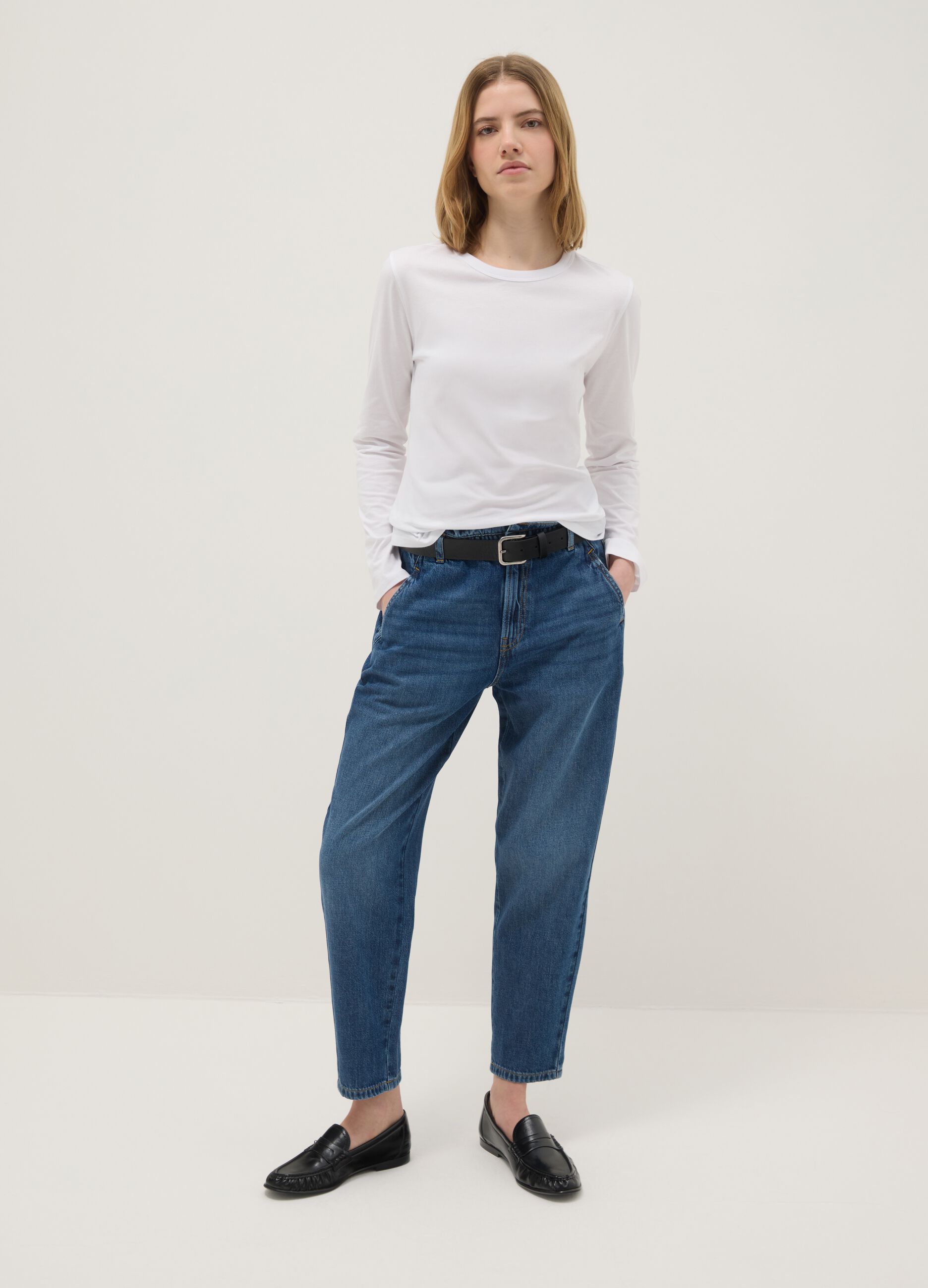 Blue Pure Cotton Baggy Trousers
