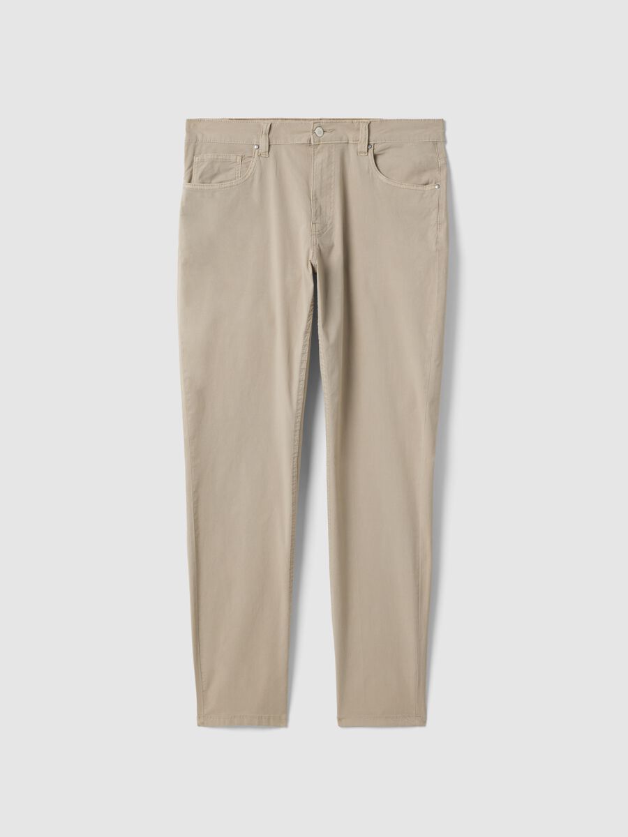 Slim fit beige stretch cotton trousers_4
