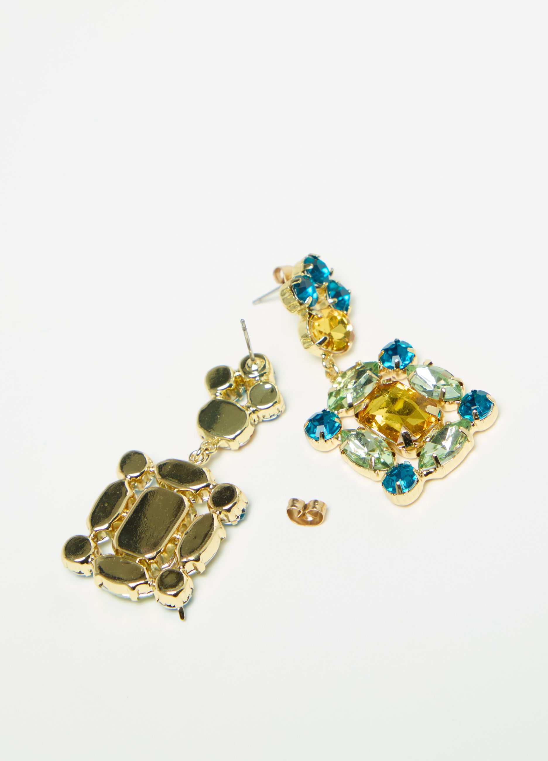 Pendant earrings with stones