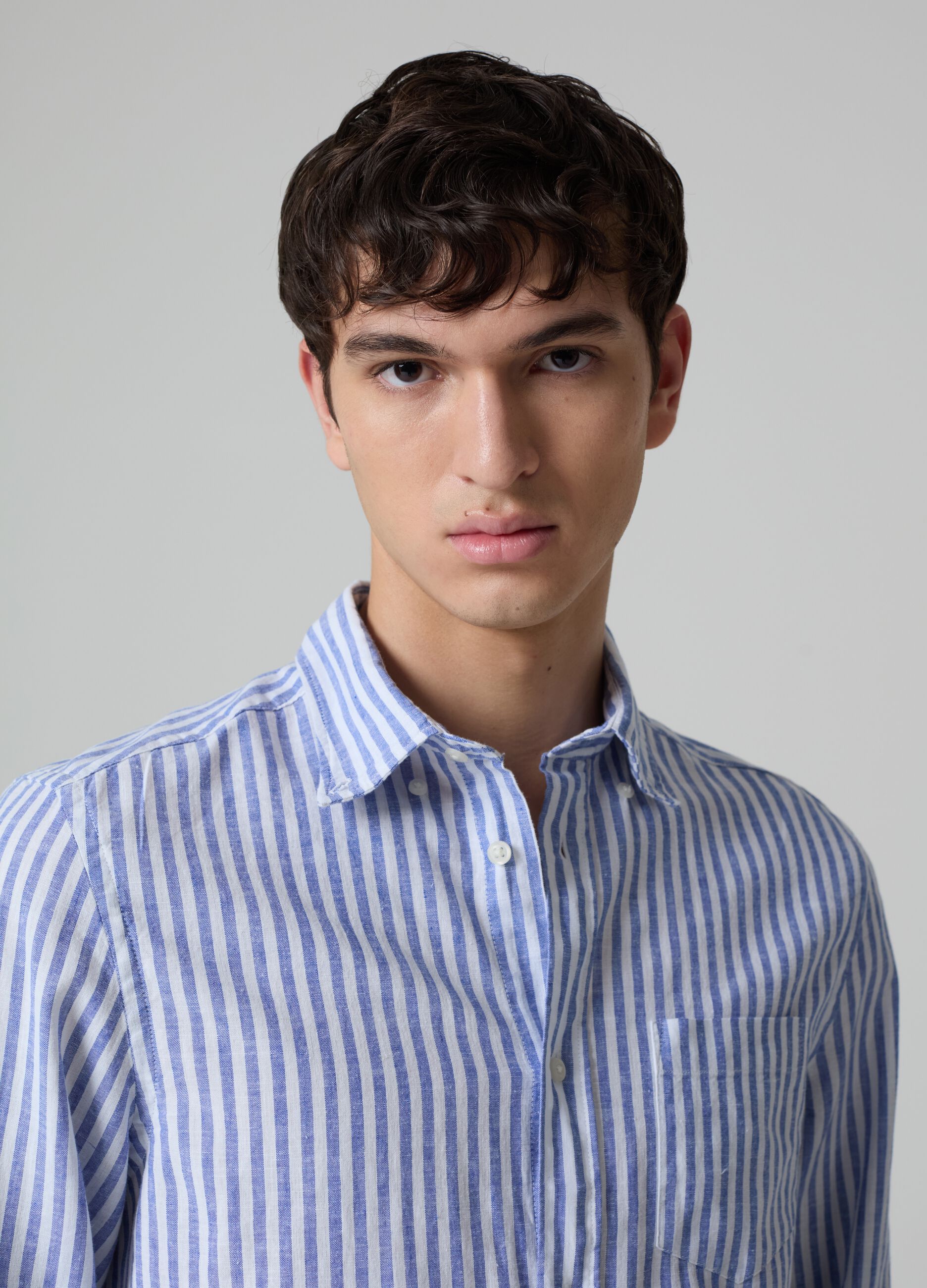Regular-fit striped shirt with button-down collar