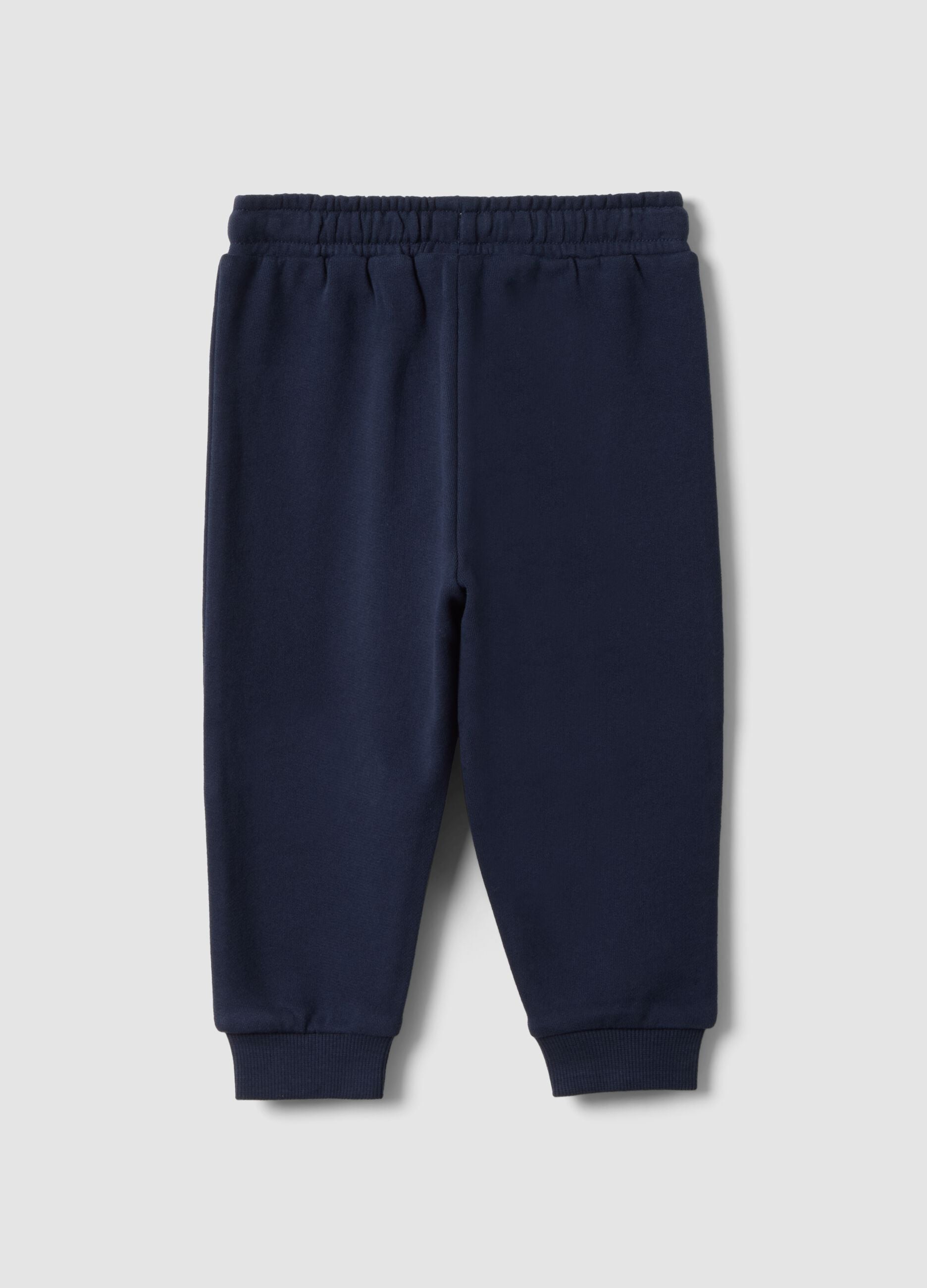 Blue pure cotton over-fit joggers with teddy bear print
