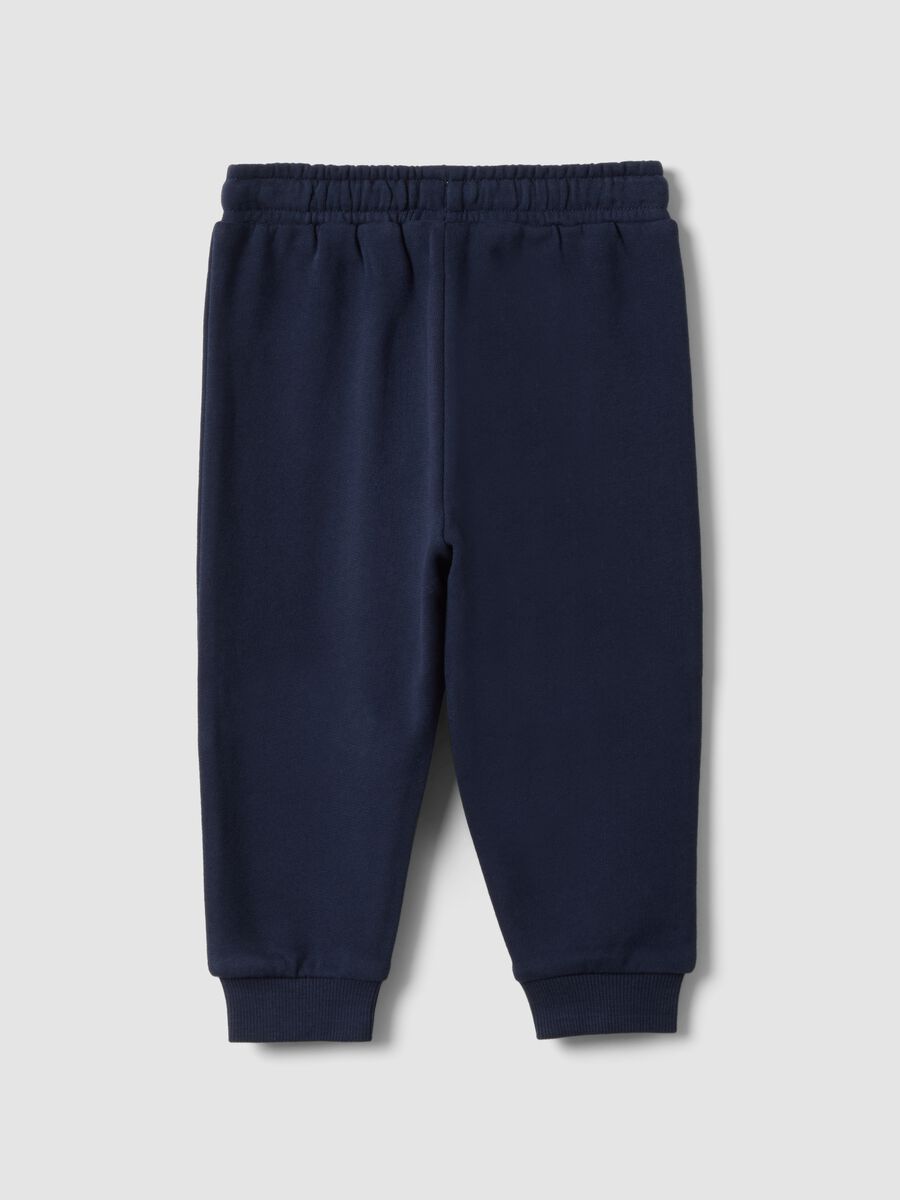 Blue pure cotton over-fit joggers with teddy bear print_1